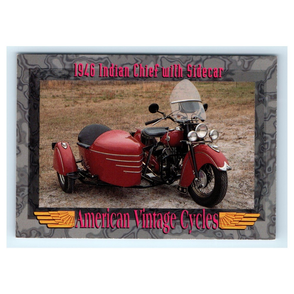 American Vintage Cycles Card 1946 Indian Chief with Sidecar Red Series II #108